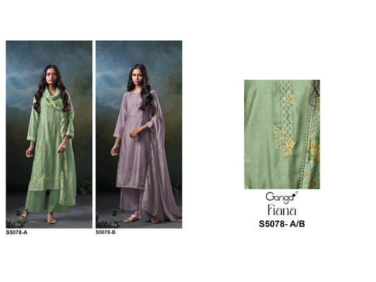 Fiana S5078 Ganga Bemberg Silk Plazzo Style Suits Wholesale Rate