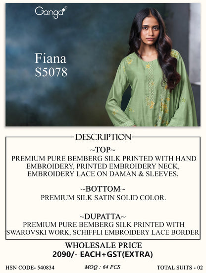 Fiana S5078 Ganga Bemberg Silk Plazzo Style Suits Wholesale Rate