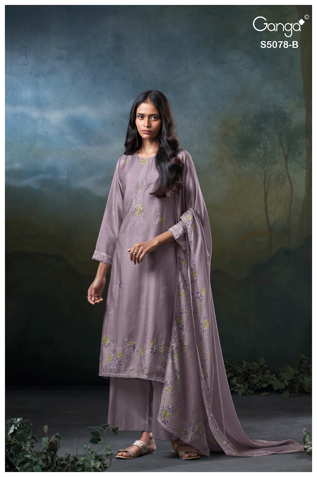 Fiana S5078 Ganga Bemberg Silk Plazzo Style Suits Wholesale Rate