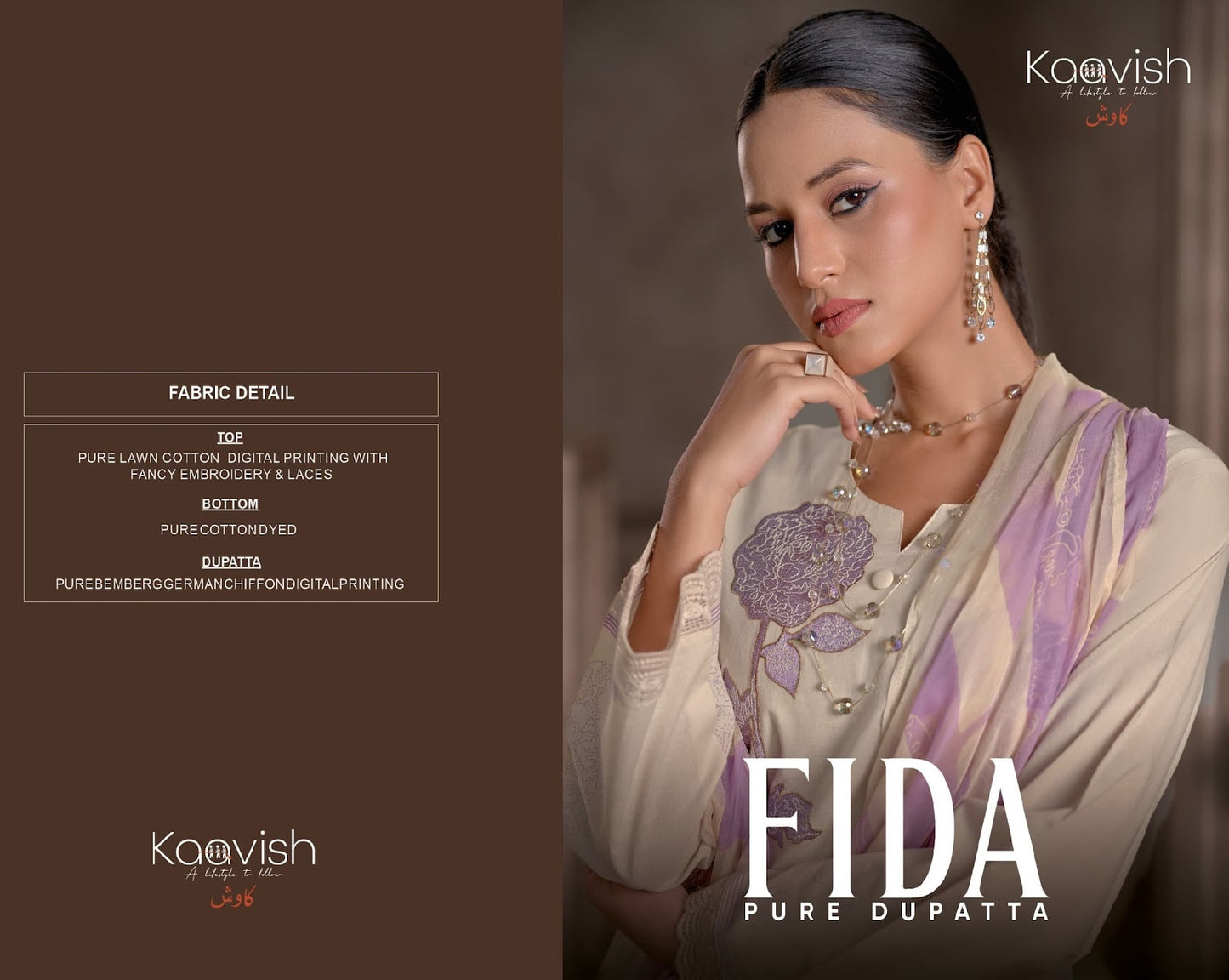 Fida Kaavish Pure Lawn Pant Style Suits Wholesaler Ahmedabad