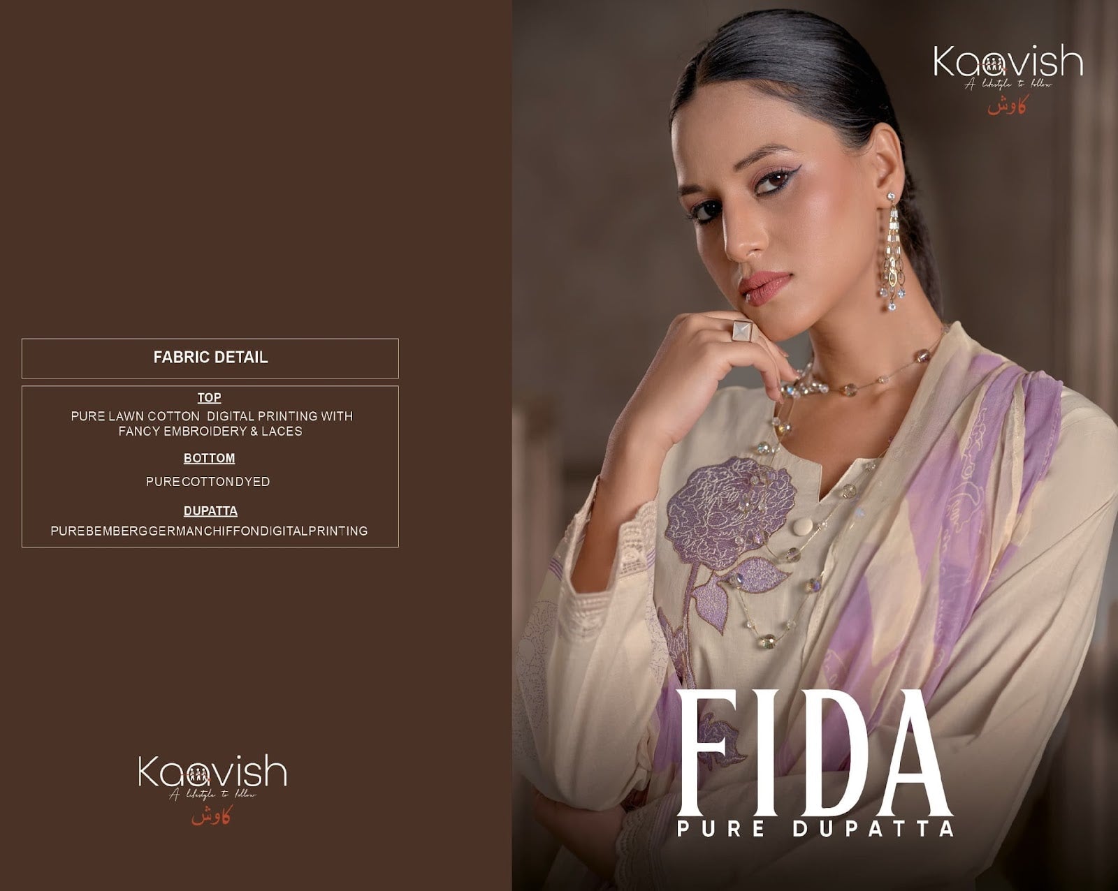 Fida Kaavish Pure Lawn Pant Style Suits Wholesaler Ahmedabad