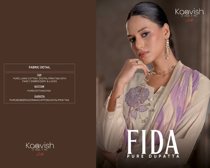 Fida Kaavish Pure Lawn Pant Style Suits Wholesaler Ahmedabad