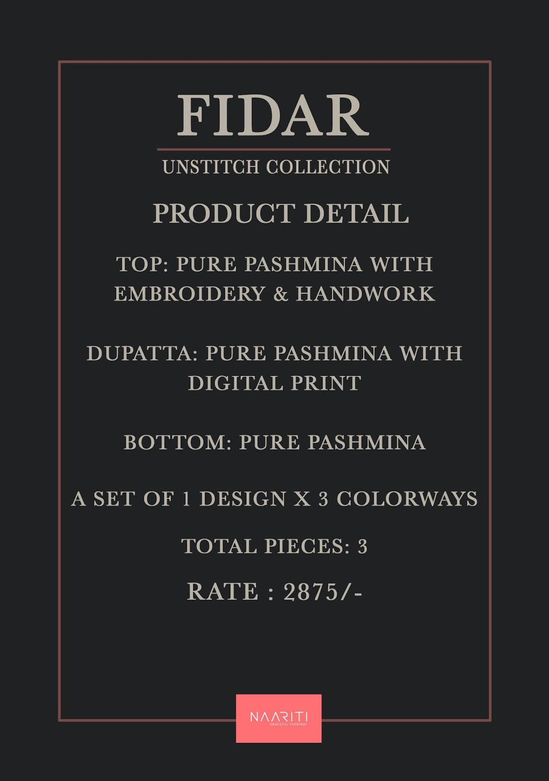 Fidar Naariti Pashmina Suits Wholesaler India