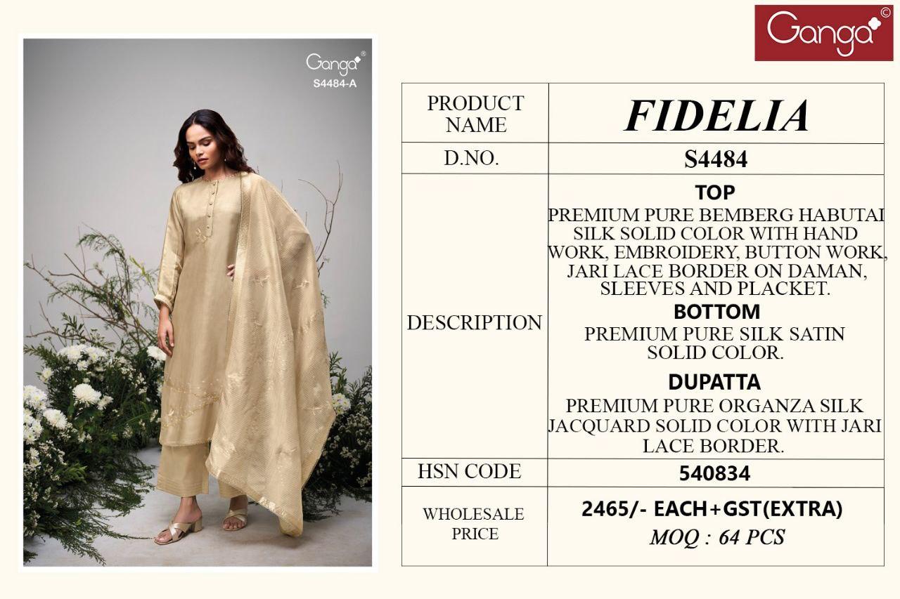 Fidelia 4484 Ganga Habutai Silk Plazzo Style Suits Manufacturer India
