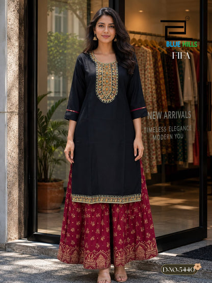 Fifa Blue Hills Rayon 14Kg Kurti Skirt Set Wholesale Price