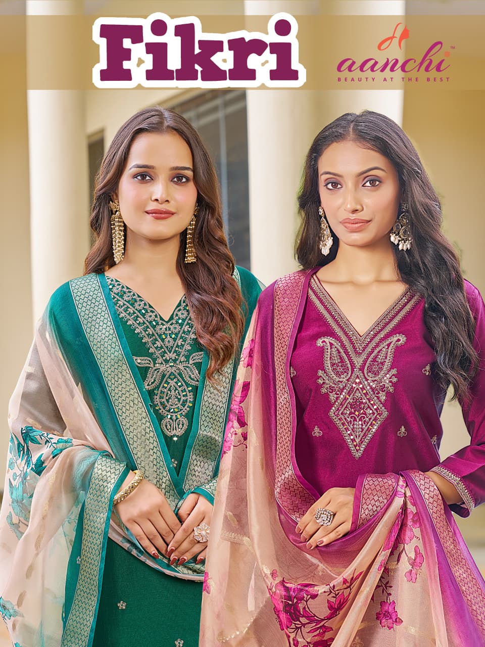 Fikri Aanchi Silk Readymade Pant Style Suits Wholesaler