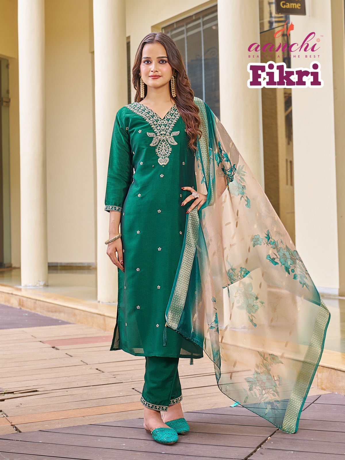 Fikri Aanchi Silk Readymade Pant Style Suits Wholesaler