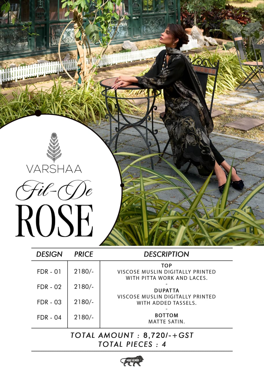 Fil De Rose Varshaa Viscose Plazzo Style Suits Supplier India