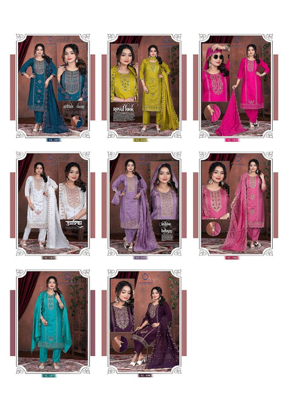 Fiona Vol 1 Girinemi Roman Silk Readymade Pant Style Suits Manufacturer Ahmedabad