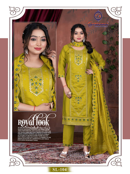 Fiona Vol 1 Girinemi Roman Silk Readymade Pant Style Suits Manufacturer Ahmedabad