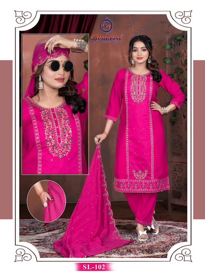 Fiona Vol 1 Girinemi Roman Silk Readymade Pant Style Suits Manufacturer Ahmedabad