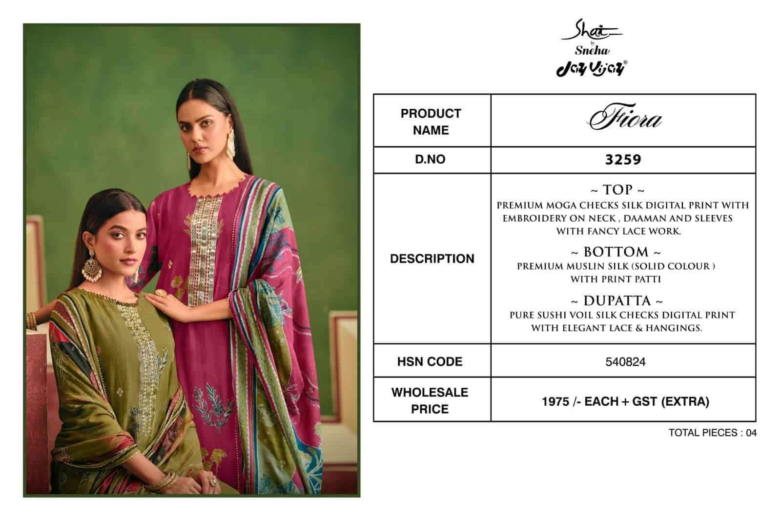 Fiora 3259 Shai Jay Vijay Moga Silk Pant Style Suits Wholesale Rate