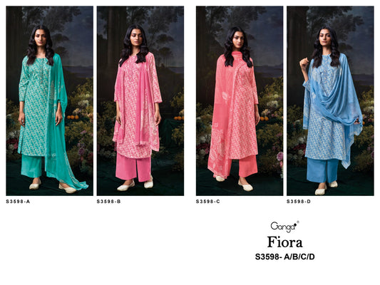 Fiora 3598 Ganga Premium Cotton Plazzo Style Suits Wholesale