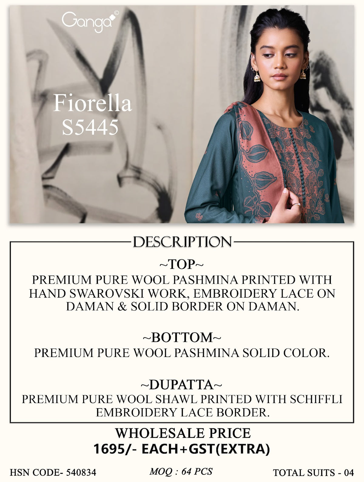 Fiorella S5445 Ganga Wool Pashmina Suits Manufacturer Gujarat