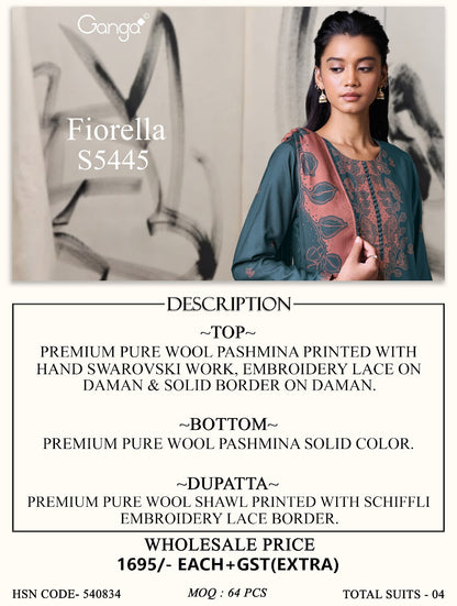 Fiorella S5445 Ganga Wool Pashmina Suits Manufacturer Gujarat