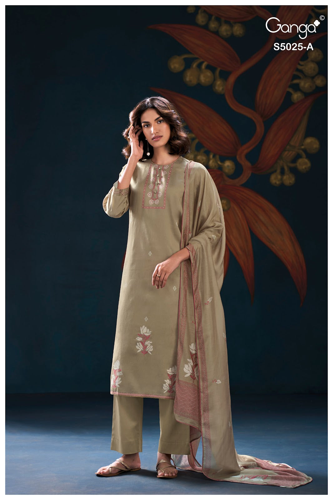 Fiori S5025 Ganga Cotton Satin Plazzo Style Suits Exporter Gujarat