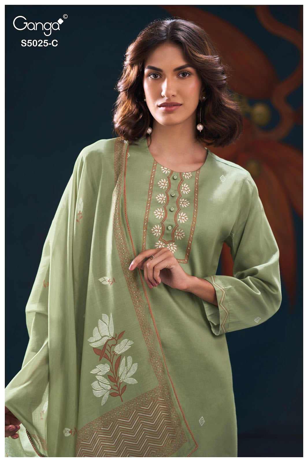 Fiori S5025 Ganga Cotton Satin Plazzo Style Suits Exporter Gujarat