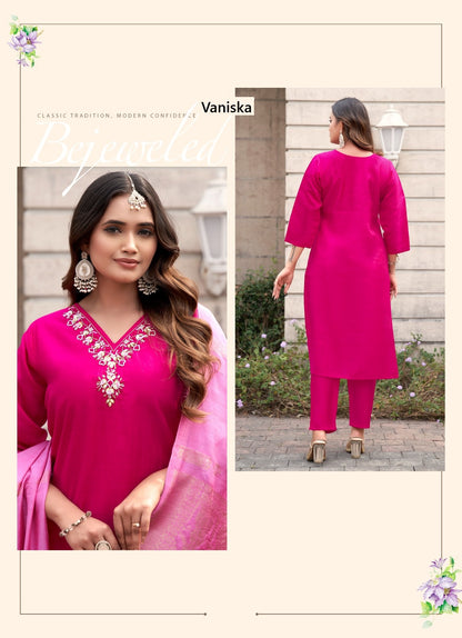 Florina Vol 1 Vaniska Roman Silk Readymade Pant Style Suits Exporter