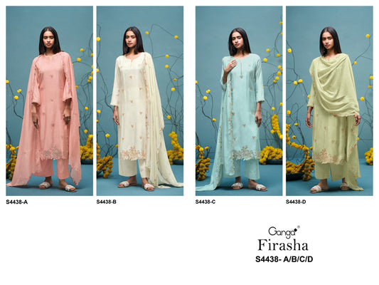 Firasha S4438 Ganga Bemberg Silk Pant Style Suits Exporter India