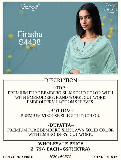 Firasha S4438 Ganga Bemberg Silk Pant Style Suits Exporter India