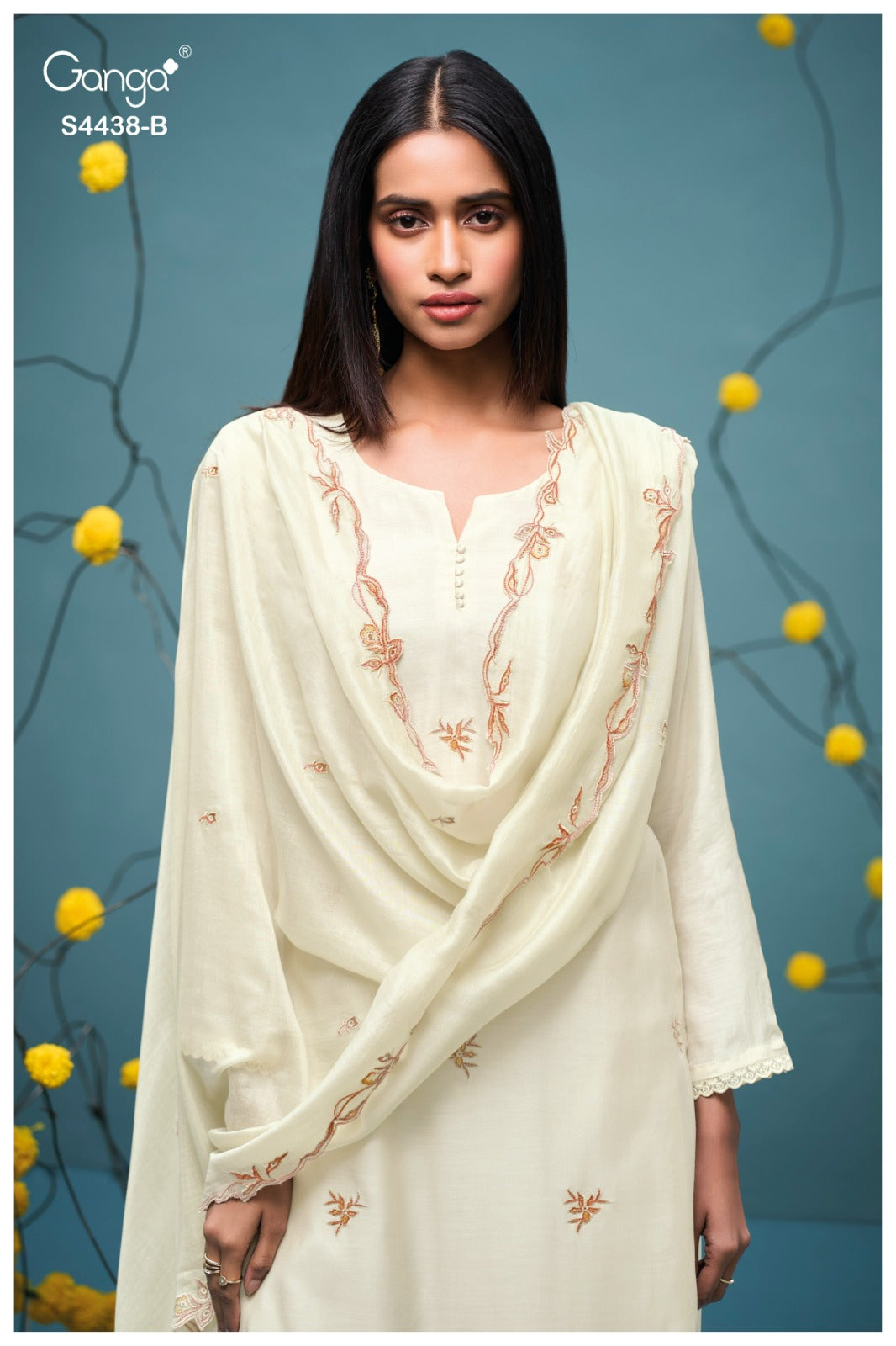 Firasha S4438 Ganga Bemberg Silk Pant Style Suits Exporter India
