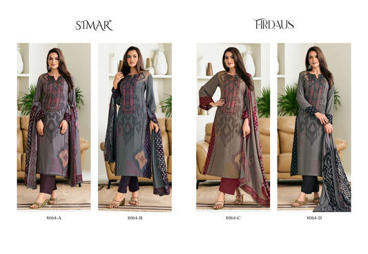 Firdaus 8064 Glossy Simar Viscose Pashmina Suits Wholesale