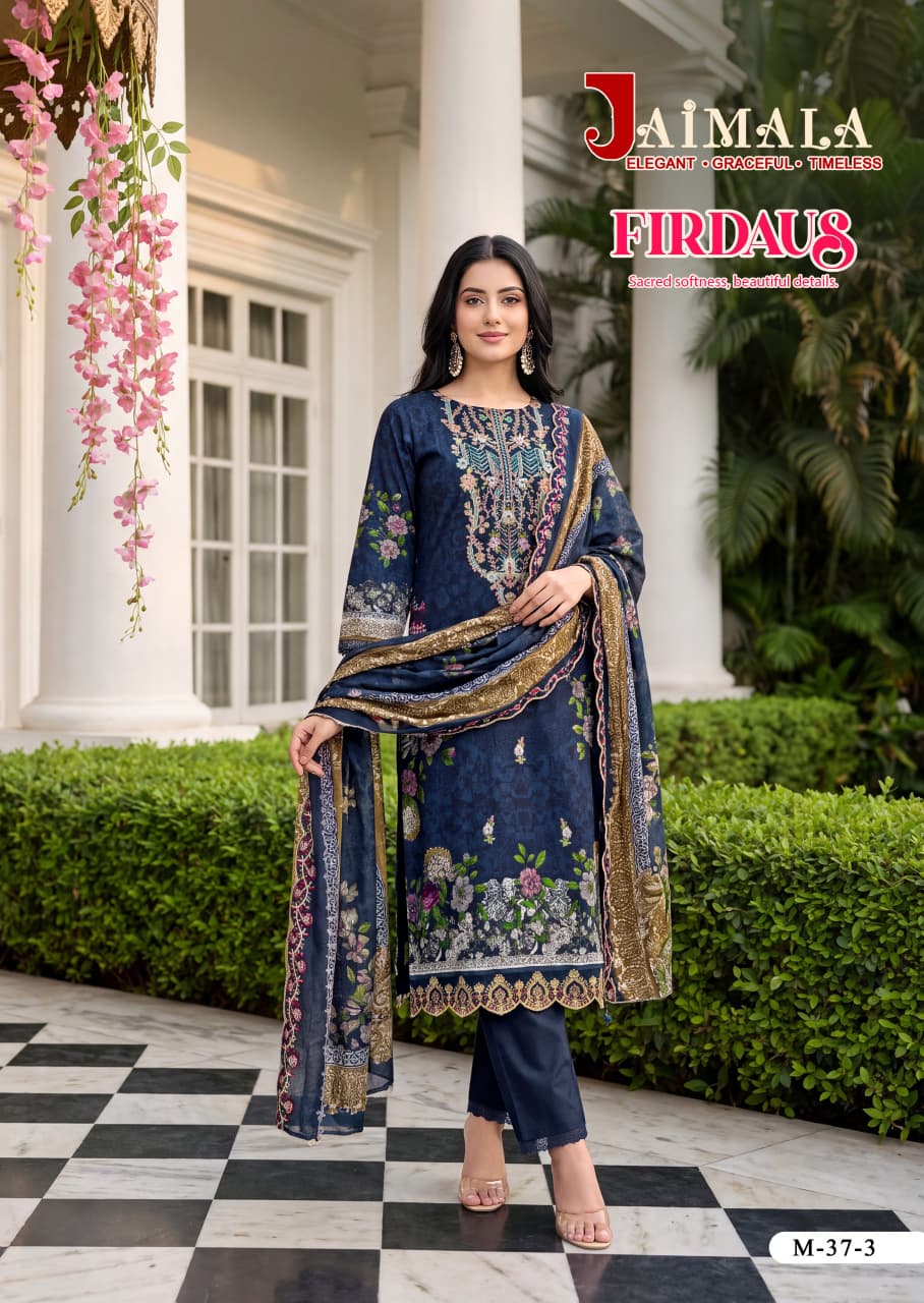 Firdaus Jaimala Cambric Cotton Karachi Readymade Suits Supplier India