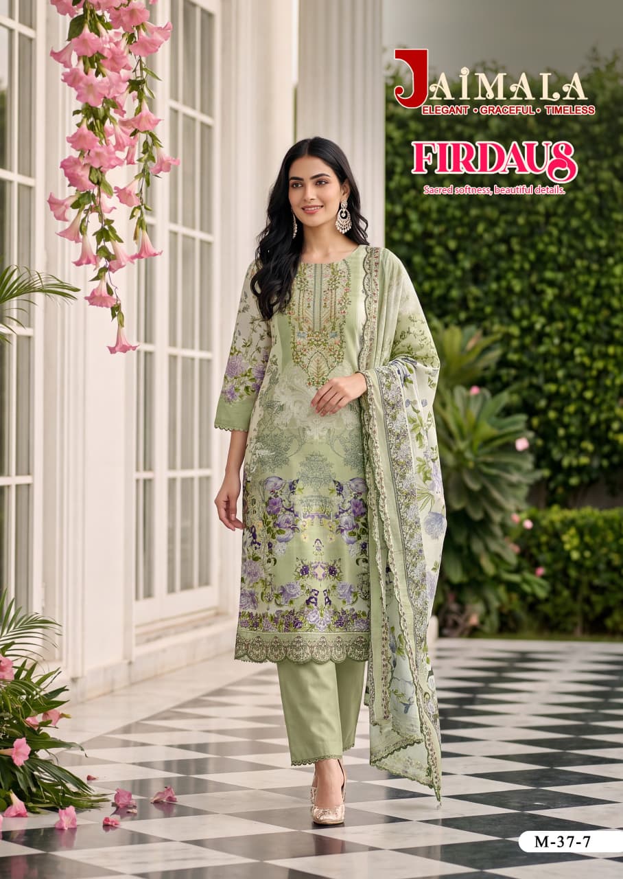 Firdaus Jaimala Cambric Cotton Karachi Readymade Suits Supplier India