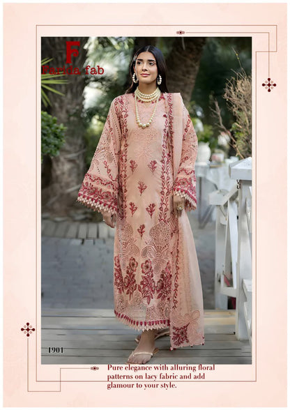 Firdaus Queen Vol 19 Farida Fab Mix Cotton Karachi Salwar Suits Wholesale Rate