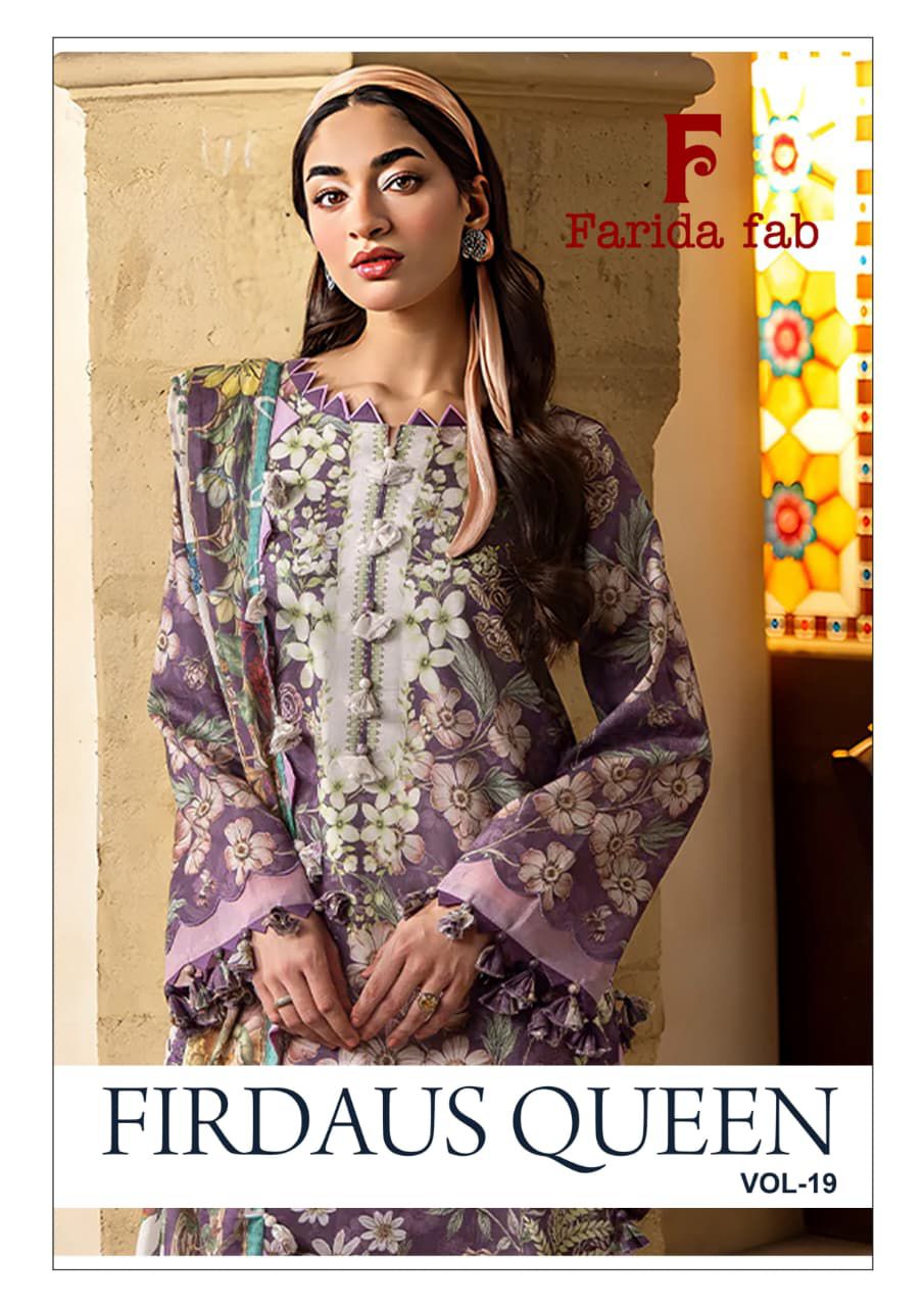 Firdaus Queen Vol 19 Farida Fab Mix Cotton Karachi Salwar Suits Wholesale Rate