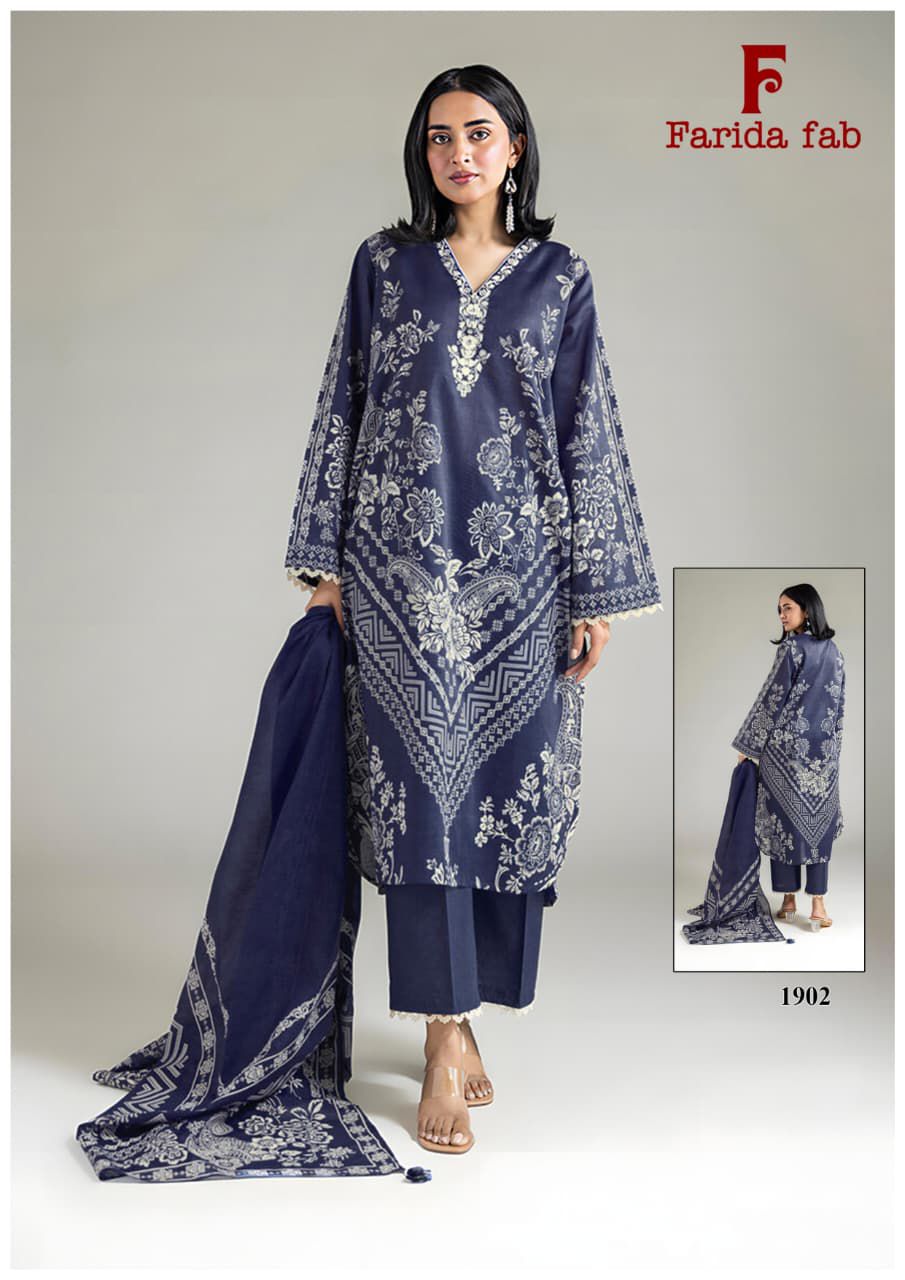 Firdaus Queen Vol 19 Farida Fab Mix Cotton Karachi Salwar Suits Wholesale Rate