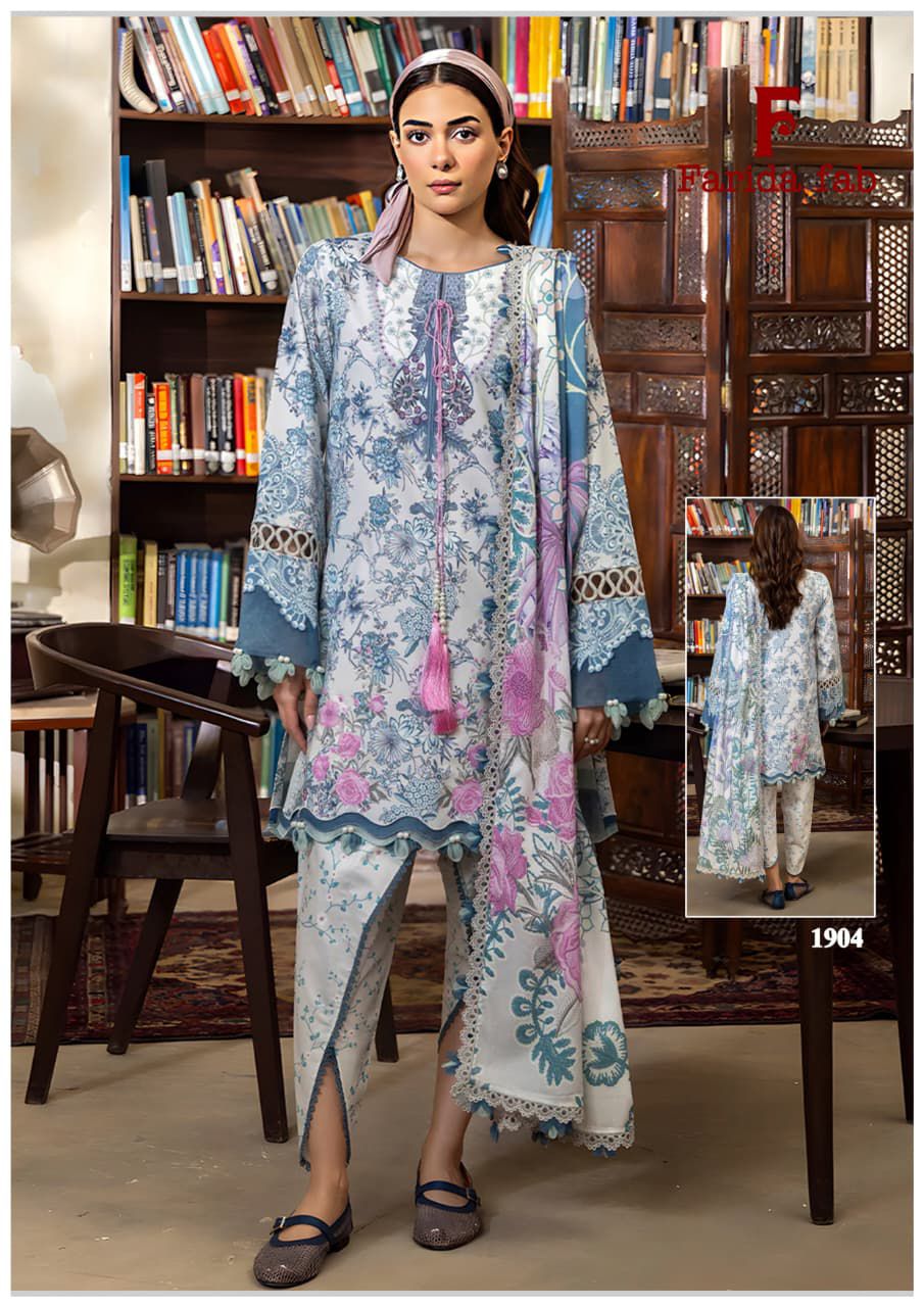 Firdaus Queen Vol 19 Farida Fab Mix Cotton Karachi Salwar Suits Wholesale Rate