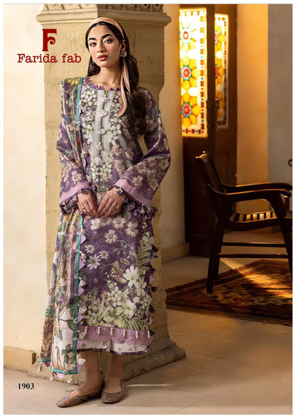 Firdaus Queen Vol 19 Farida Fab Mix Cotton Karachi Salwar Suits Wholesale Rate