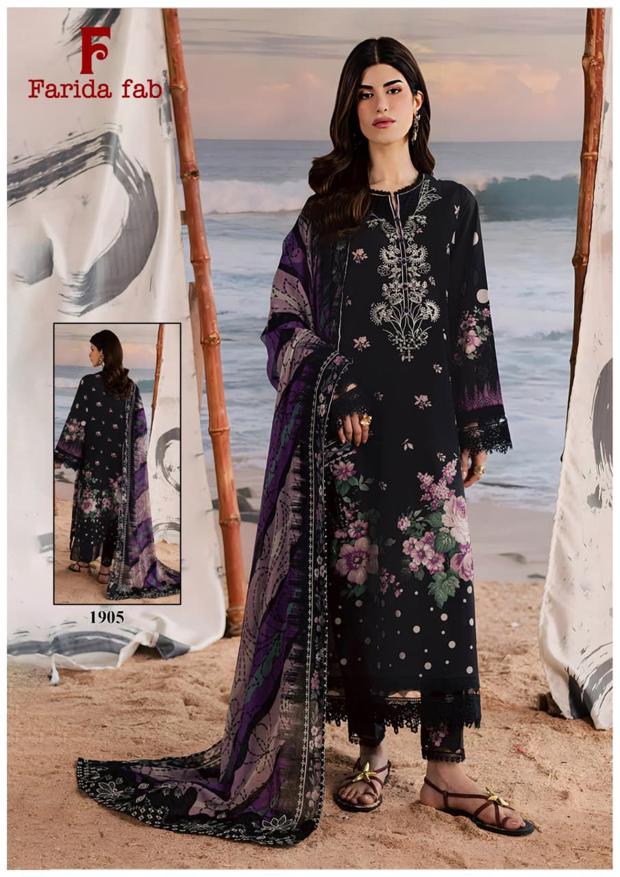 Firdaus Queen Vol 19 Farida Fab Mix Cotton Karachi Salwar Suits Wholesale Rate