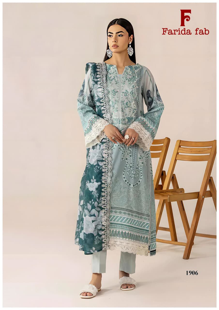 Firdaus Queen Vol 19 Farida Fab Mix Cotton Karachi Salwar Suits Wholesale Rate