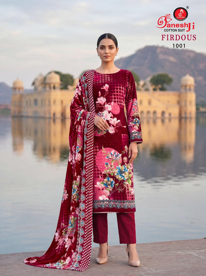 Firdaus Vol 1 Ganeshji Mix Cotton Karachi Salwar Suits Wholesaler