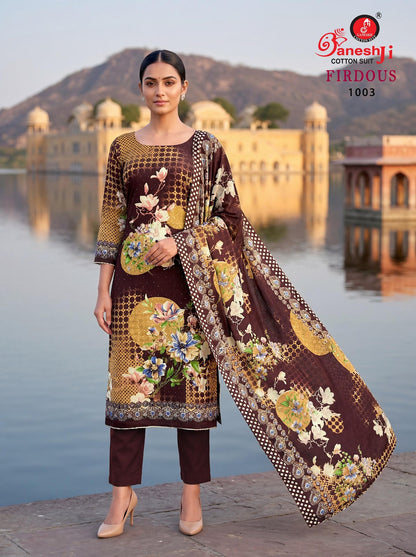 Firdaus Vol 1 Ganeshji Mix Cotton Karachi Salwar Suits Wholesaler