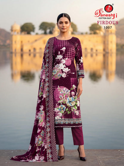 Firdaus Vol 1 Ganeshji Mix Cotton Karachi Salwar Suits Wholesaler