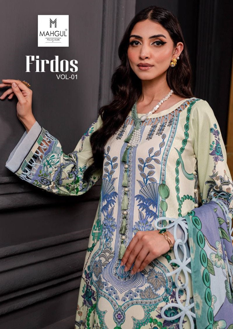 Firdos Vol 1 Mahgul Lawn Cotton Pakistani Patch Work Suits
