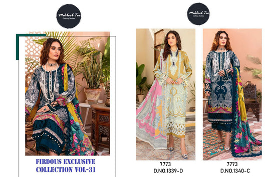Firdous Exclusive Collection Vol 31 1339-1340 Mehboob Tex Pure Cotton Pakistani Patch Work Suits Wholesale Price