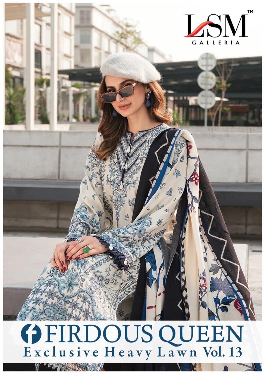 Firdous Queen Vol 13 Heavy Lawn Lsm Galleria Karachi Salwar Suits Manufacturer