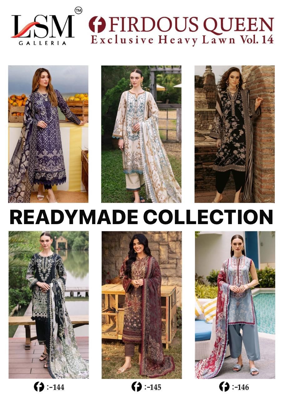 Firdous Queen Vol 14 Lsm Galleria Heavy Lawn Karachi Readymade Suits Supplier Gujarat