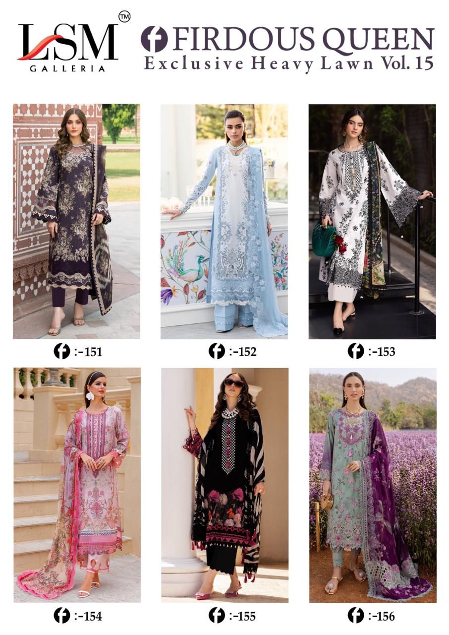 Firdous Queen Vol 15 Heavy Lawn Lsm Galleria Karachi Salwar Suits Manufacturer Gujarat