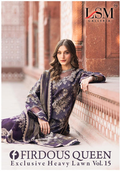 Firdous Queen Vol 15 Heavy Lawn Lsm Galleria Karachi Salwar Suits Manufacturer Gujarat