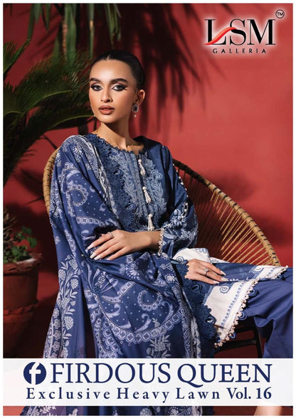 Firdous Queen Vol 16 Heavy Lawn Lsm Galleria Karachi Readymade Suits Manufacturer Ahmedabad