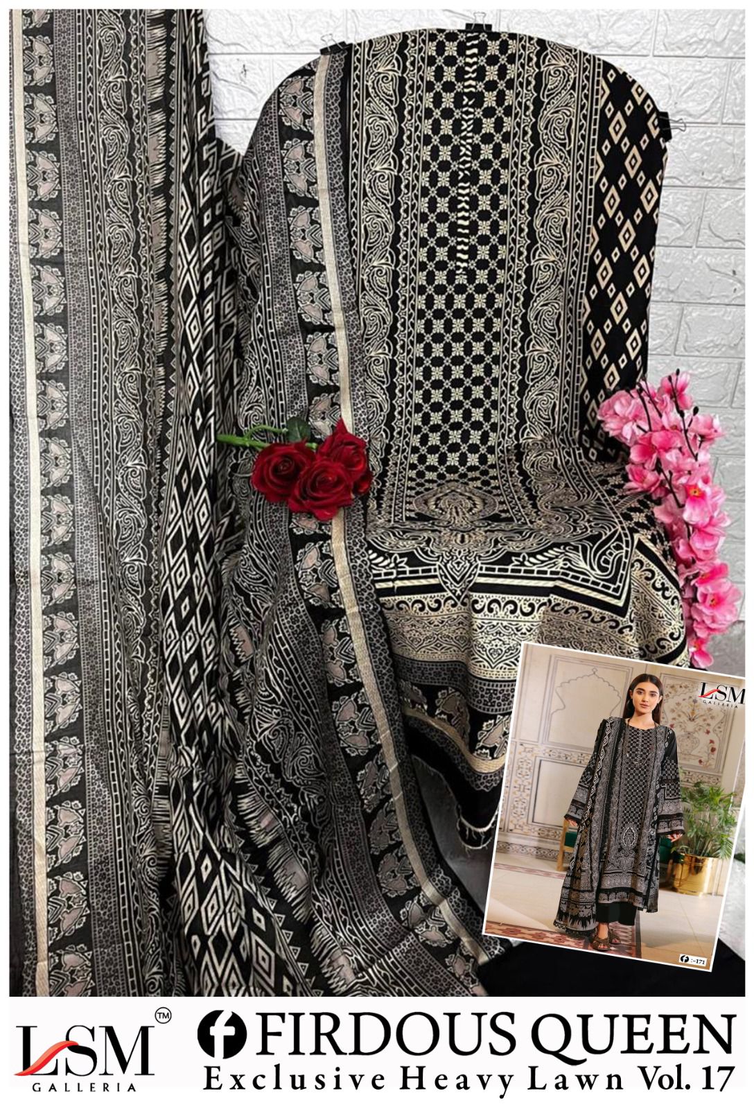 Firdous Queen Vol 17 Heavy Lawn Lsm Galleria Karachi Salwar Suits Manufacturer Gujarat