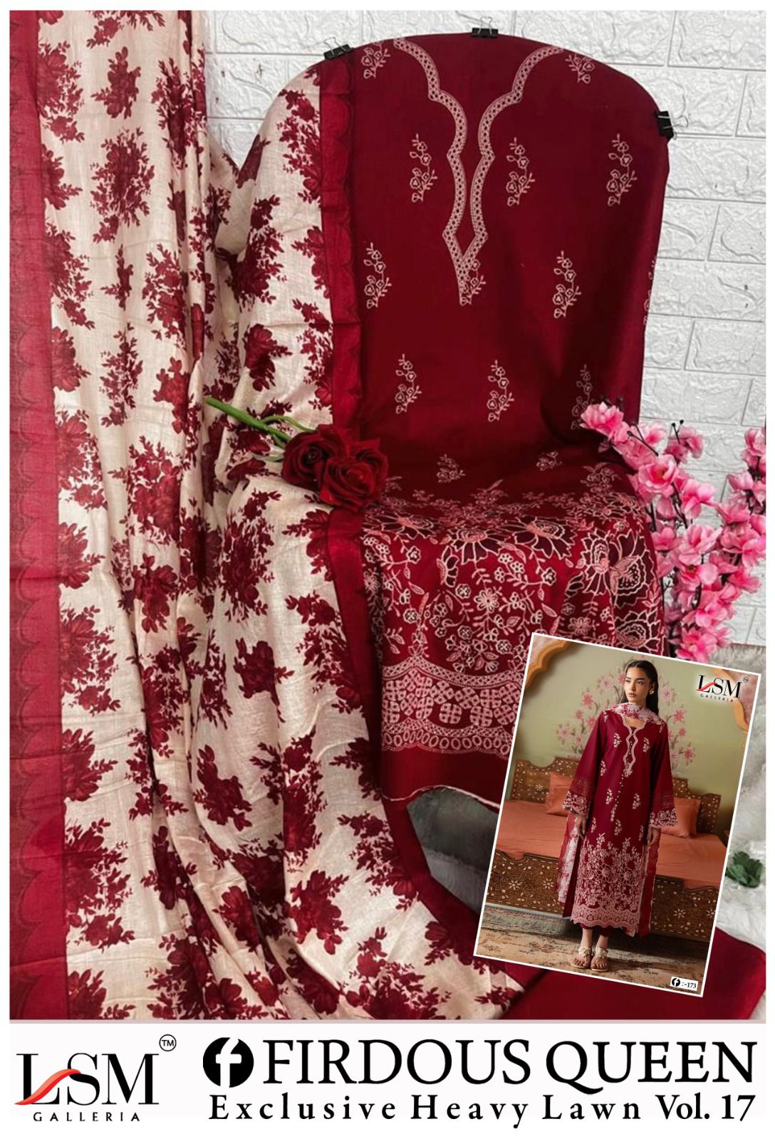 Firdous Queen Vol 17 Heavy Lawn Lsm Galleria Karachi Salwar Suits Manufacturer Gujarat