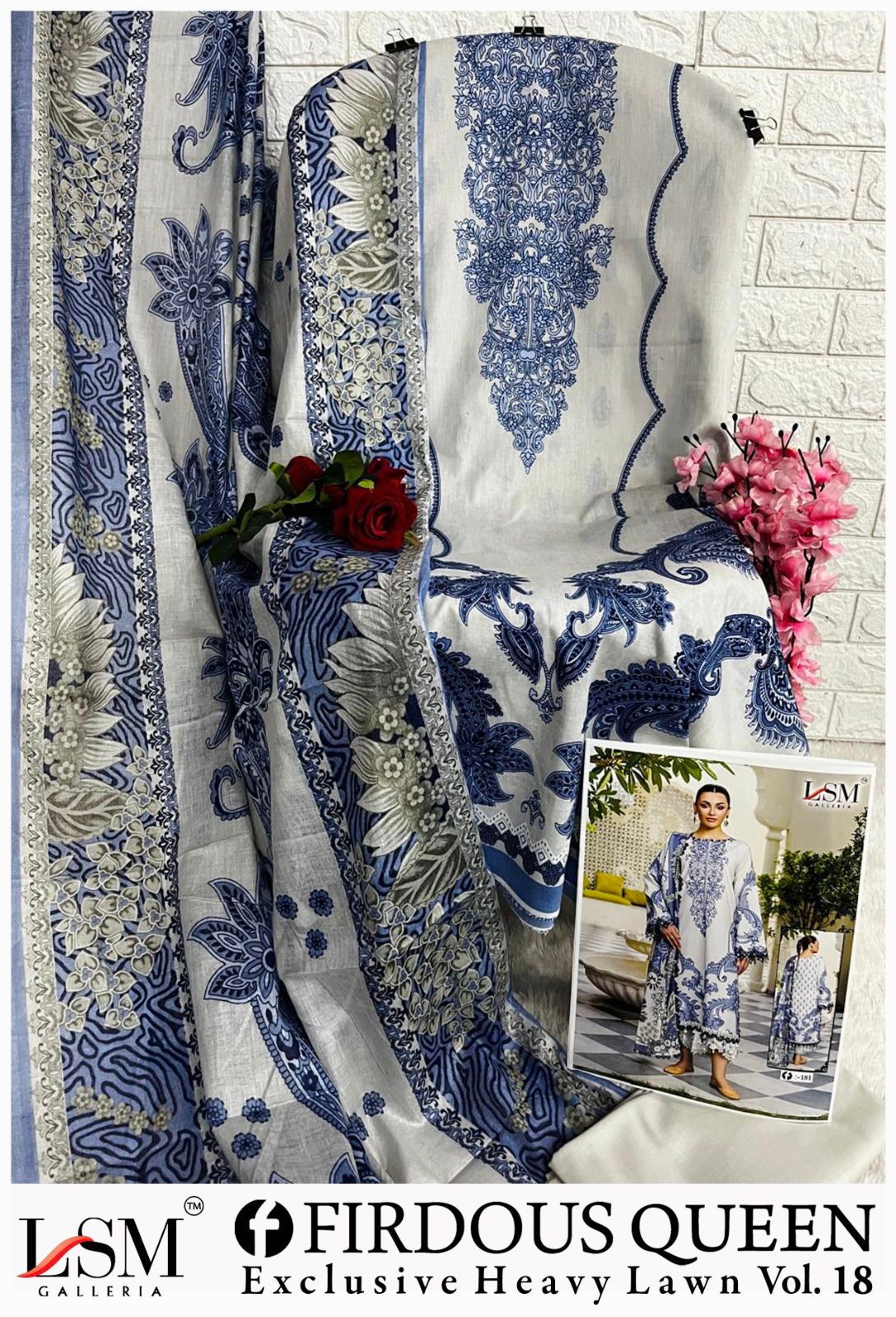Firdous Queen Vol 18 Heavy Lawn Lsm Galleria Karachi Salwar Suits Wholesaler