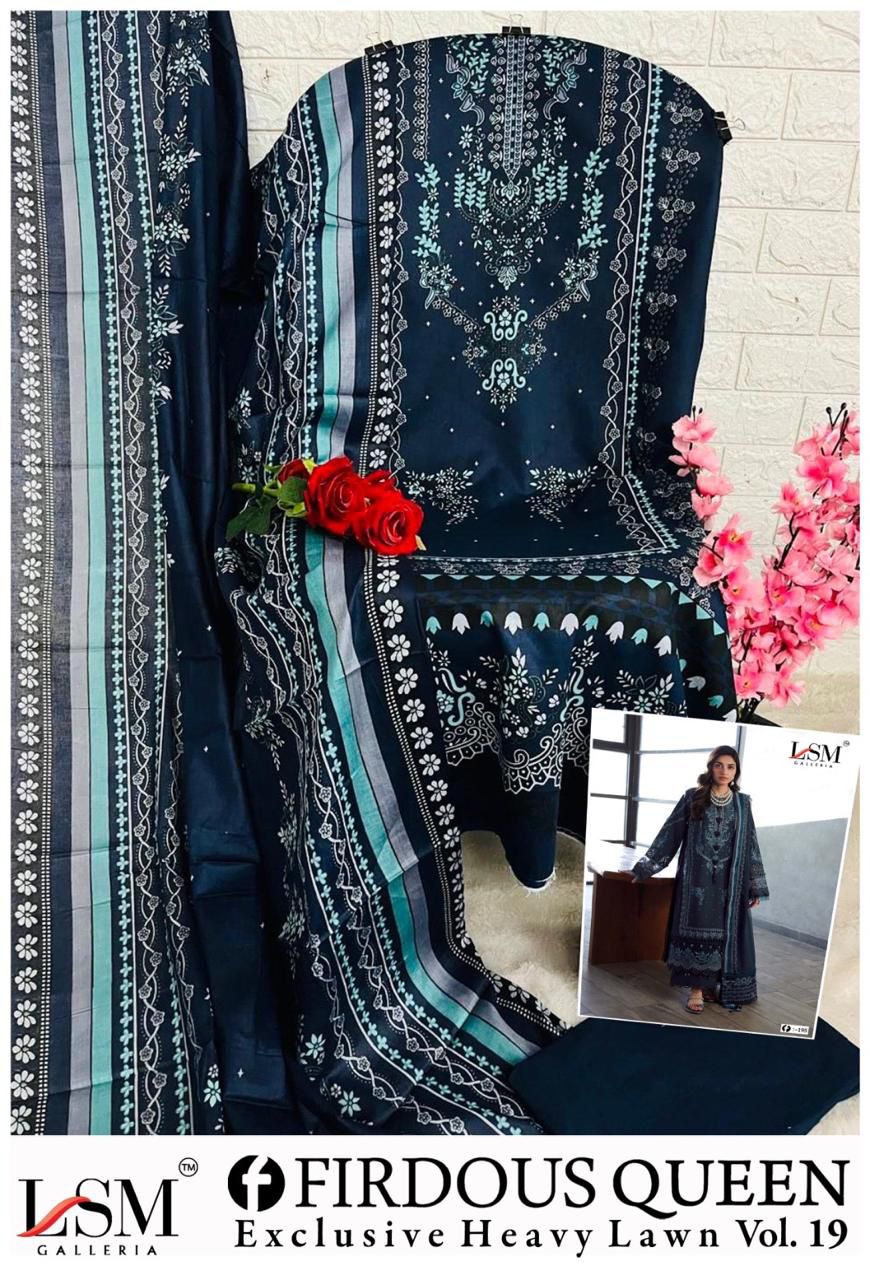 Firdous Queen Vol 19 Lsm Galleria Heavy Lawn Karachi Salwar Suits Supplier Ahmedabad
