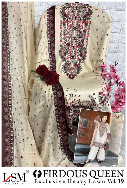 Firdous Queen Vol 19 Lsm Galleria Heavy Lawn Karachi Salwar Suits Supplier Ahmedabad